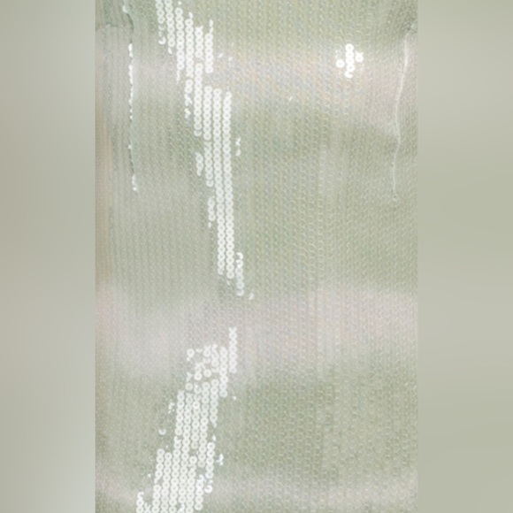 CAROLINE CONSTAS MINT GREEN TIE DYE OMBRÉ SEQUINS MIDI DRESS SHEATH SUMMER VNECK - Picture 4 of 5